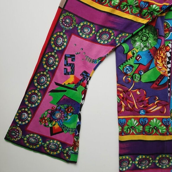 VTG 1980s Top by Philippe Peyner, Paris Tunic Flared 3/4 Sleeves Versace Style - Picture 14 of 16